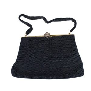 Vintage Bergdorf Goodman Beaded Evening Clutch Black Made in France